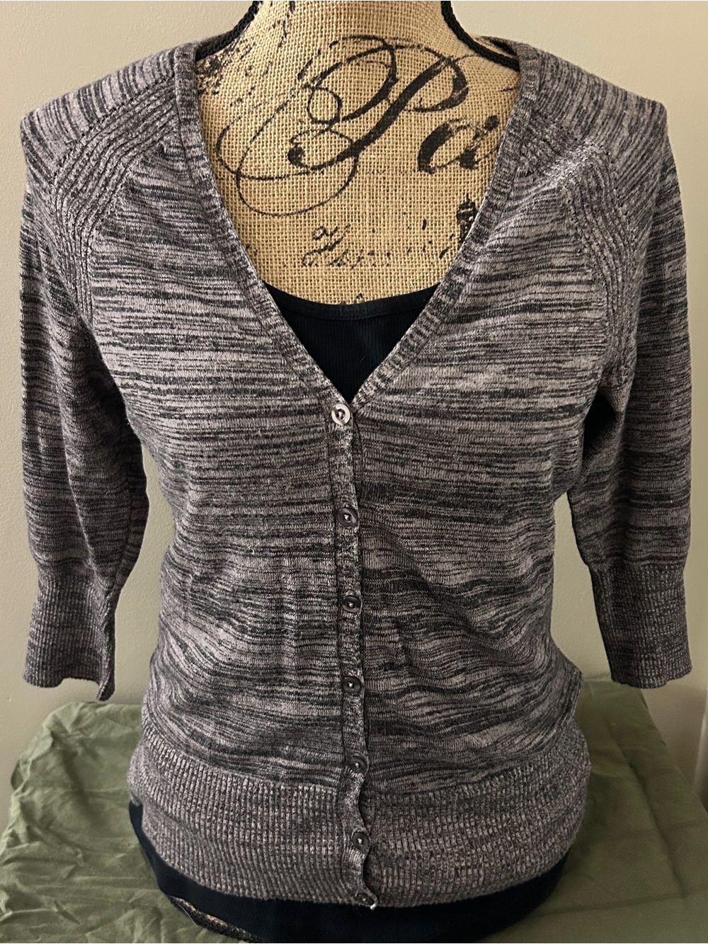 Maurices Light Beige Marled V-Neck Button Cardigan